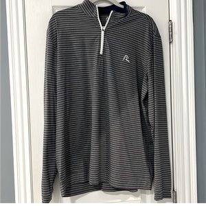 - Rhoback Mens Dark Grey and White Striped Quarter zip XL